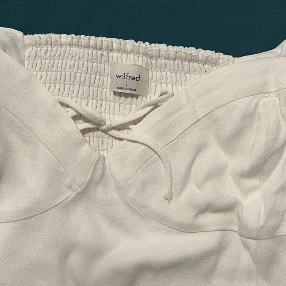 Aritzia Wilfred Novella Blouse, light birch / white, size L - Picture 5 of 6